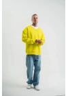 Geniş V yaka Kol Ribana Detaylı SweatShirt - Sarı
