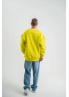Geniş V yaka Kol Ribana Detaylı SweatShirt - Sarı