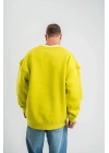 Geniş V yaka Kol Ribana Detaylı SweatShirt - Sarı