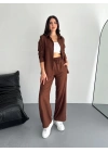 Gömlek Pantolon ikili Takım - Kahverengi
