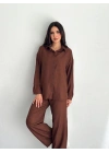 Gömlek Pantolon ikili Takım - Kahverengi