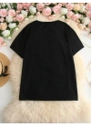Hi, I dont care. Thanks. (Merhaba, önemli değil. Teşekkürler.) Baskılı Oversize Bisiklet Yaka T-shirt - Siyah