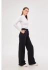 İki iplik Bol Paça Eşofman Pantalon - Siyah