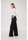 İki iplik Bol Paça Eşofman Pantalon - Siyah