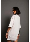 Kadın 24/1 Düz A Kalite Oversize T-shirt - Beyaz