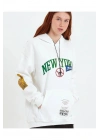 Kadın Baskılı Kapüşonlu Sweatshirt - Beyaz