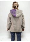 Kadın Baskılı Kapüşonlu Sweatshirt - Gri
