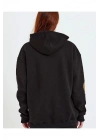 Kadın Baskılı Kapüşonlu Sweatshirt - Siyah