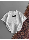 Kadın Baskılı Oversize T-shirt - Beyaz