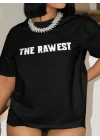 Kadın Baskılı Oversize T-shirt - Siyah