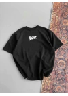 Kadın Baskılı Oversize T-shirt - Siyah