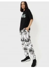 Kadın Baskılı Oversize T-shirt - Siyah