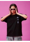 Kadın Baskılı Oversize T-shirt - Siyah