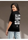 Kadın Baskılı Oversize T-shirt - Siyah