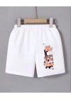 Kadın Beli Lastikli Baskılı Mini Şort - Beyaz