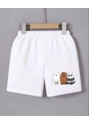 Kadın Beli Lastikli Baskılı Mini Şort - Beyaz