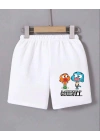 Kadın Beli Lastikli Baskılı Mini Şort - Beyaz