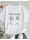 Kadın Beyaz Ive Got Your Back Grafik Tişört - Eğlenceli Çubuk Tasarımlı Oversize Günlük Kısa Kollu Tişört, Polyester Örgü, Yuvarlak Yaka, İlkbahar ve Yaz için Mükemmel, Günlük Giyim Tişört | Eğlenceli Tasarım | Polyester Kumaş - Beyaz