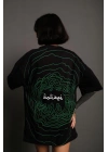 Kadın Bisiklet Yakalı Sırt Baskılı Oversize T-Shirt - Siyah