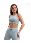 Kadın Crop Tayt İkili Spor Takımı - Gri