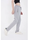 Kadın Lastikli Baskılı Eşofman Pantolon - Gri