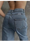 Kadın Palazzo Jeans Pantolon - Mavi