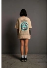 Kadın Sırt Baskılı T-shirt - Bej
