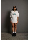 Kadın Sırt Baskılı T-shirt - Beyaz