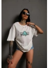 Kadın Sırt Baskılı T-shirt - Beyaz