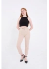 Kadın Tam Kalıp Basic Eşofman Pantolon - Bej