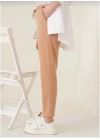 Kadın Tam Kalıp Basic Eşofman Pantolon - Kahverengi