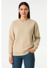 Kadın Üç İplik Düz Bisiklet Yaka SweatShirt - Bej