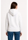 Kadın Üç İplik Kapüşonlu Kanguru Çepli SweatShirt hoodie - Beyaz