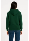 Kadın Üç İplik Kapüşonlu Kanguru Cepli Sweatshirt hoodie - Haki