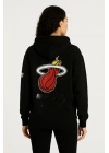 Kadın Üç İplik Kapüşonlu Ön ve Arka Baskılı SweatShirt hoodie - Siyah