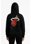Kadın Üç İplik Kapüşonlu Ön ve Arka Baskılı SweatShirt hoodie - Siyah