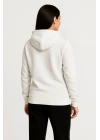 Kadın Üç İplik Kapüşonlu Tam Fermuarlı Kanguru Çepli SweatShirt Hoodie - Beyaz