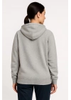 Kadın Üç İplik Kapüşonlu Tam Fermuarlı Kanguru Çepli SweatShirt Hoodie - Gri