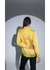 Kadın Uzun Kollu Düğmeli Buluz Gömlek - Sarı