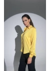 Kadın Uzun Kollu Düğmeli Buluz Gömlek - Sarı