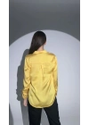 Kadın Uzun Kollu Düğmeli Buluz Gömlek - Sarı