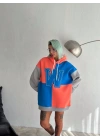 Kadın W Nakış İşlemeli Kapüşonlu Sweatshirt - Mavi