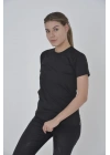 Kadın Yandan Fermuarli Slim fit T-shirt - Siyah