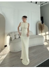 Kalın Fitilli Uzun Triko Elbise - Kırık Beyaz