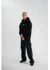 Kapşonlu Double Oversize Dijital Patchli SweatShirt - Siyah