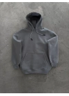 Kapüşonlu Üç İplik Penye Basic SweatShirt - Boyalı Gri