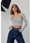 Kara Yaka Uzun Kollu Crop - Taş