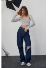 Kara Yaka Uzun Kollu Crop - Taş