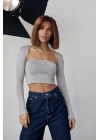 Kara Yaka Uzun Kollu Crop - Taş