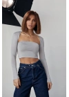 Kara Yaka Uzun Kollu Crop - Taş
